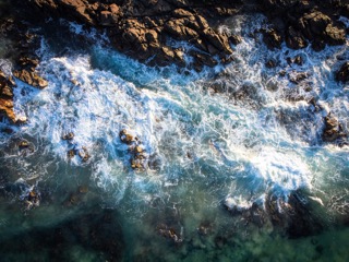 Water Breaking over Rocks